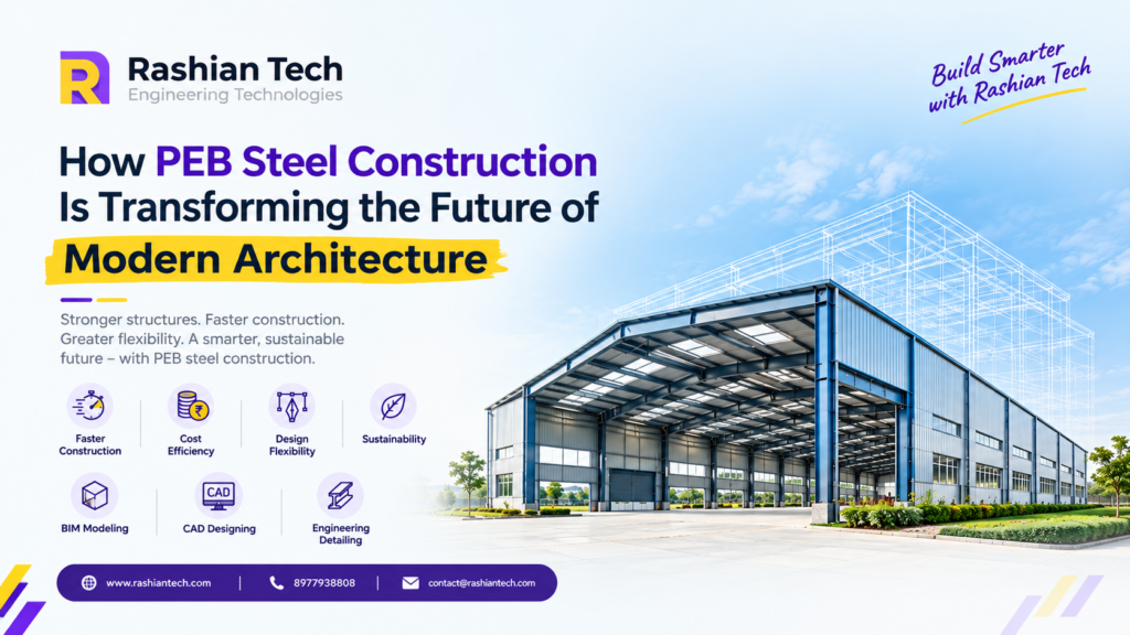 PEB steel construction transforming modern architecture by Rashian Tech