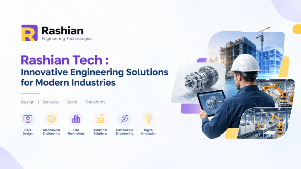 Rashian Tech innovative engineering solutions for modern industries, including CAD mechanical design and BIM technology.