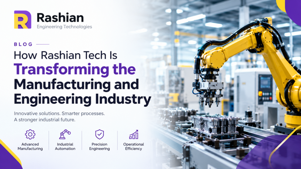 Rashian Tech manufacturing and engineering industry with industrial robotics and advanced automation.